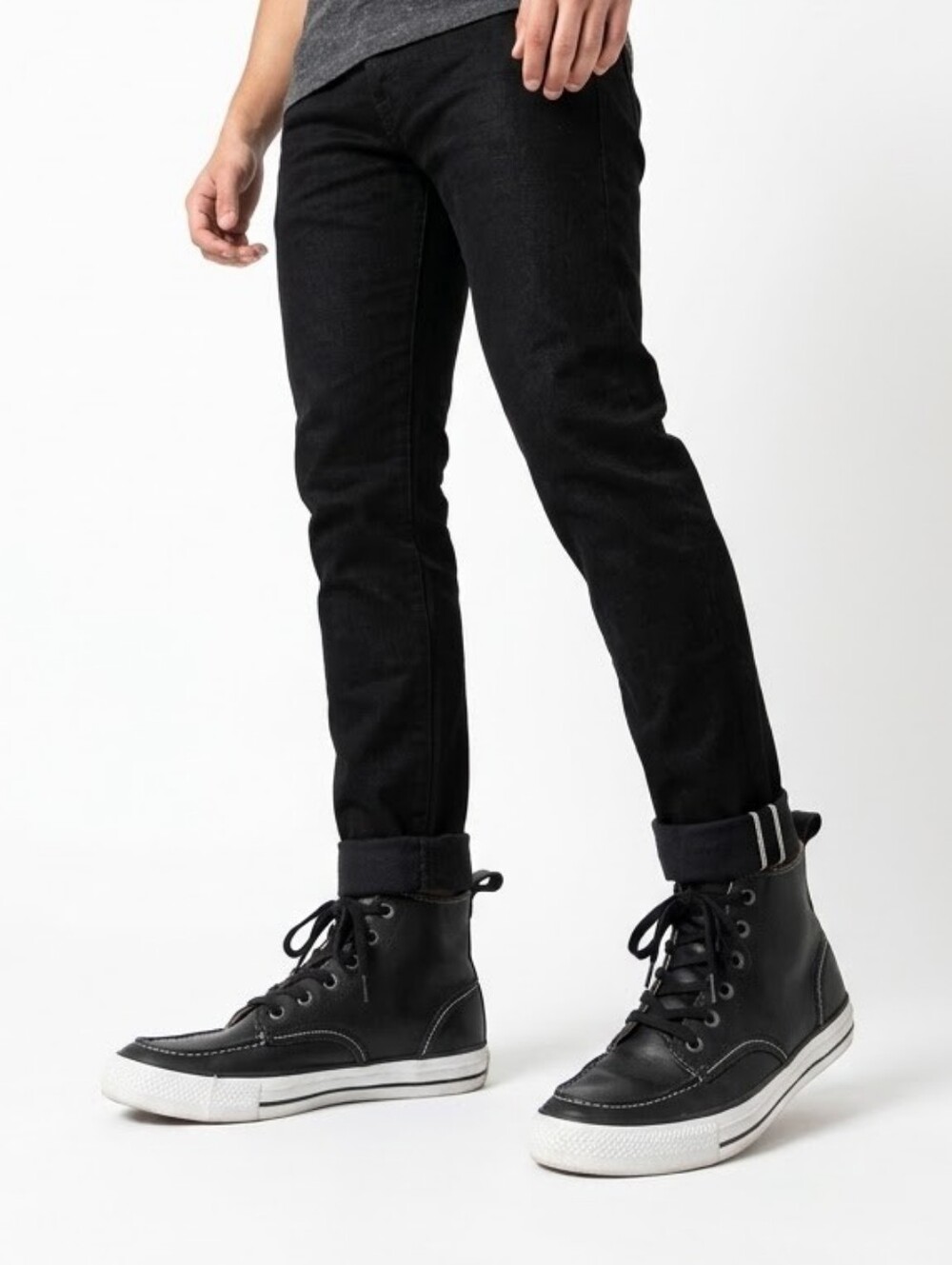 Converse Black Leather High-Top Sneakers